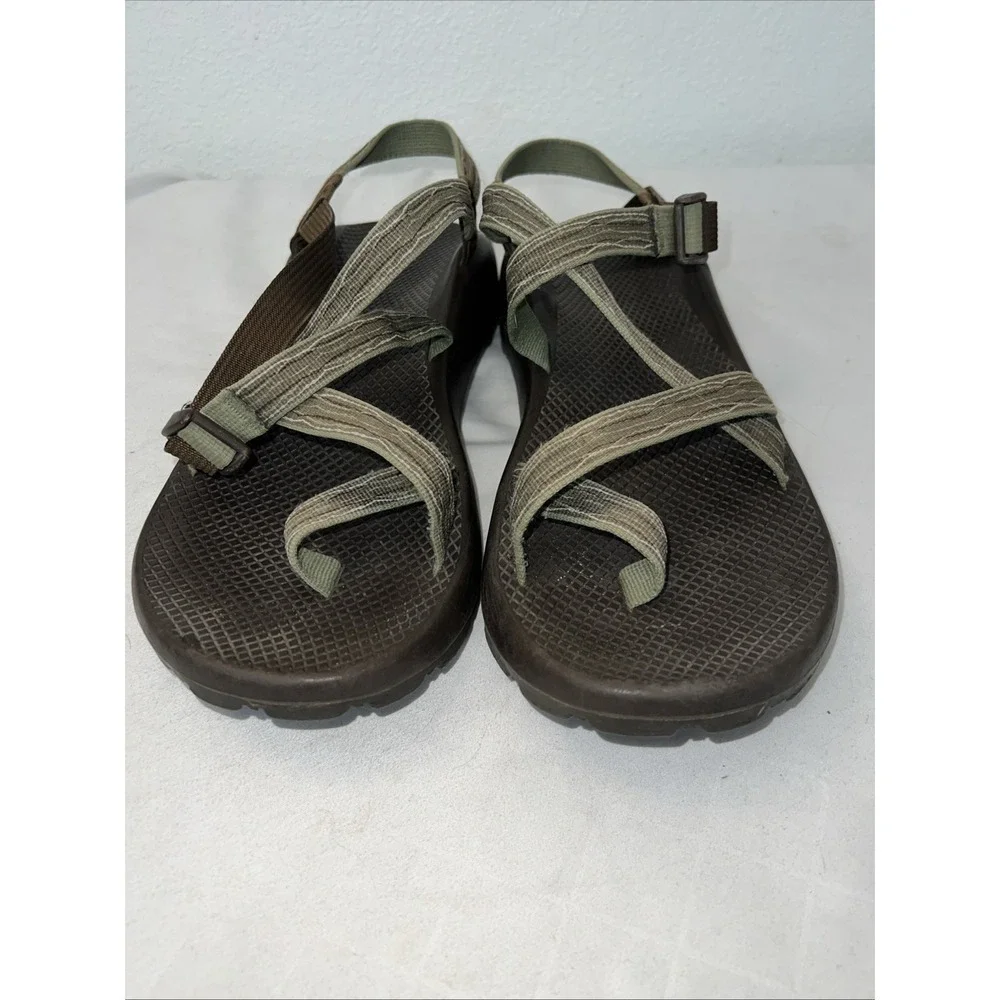 CHACO‎ Z Cloud Brown Green Vibram Sole Sport Toe Loop Sandals Sz 13 Adjustable